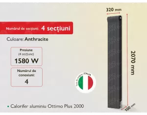 Calorifer aluminiu Ottimo Plus 2000 Anthracite (4 elem.)