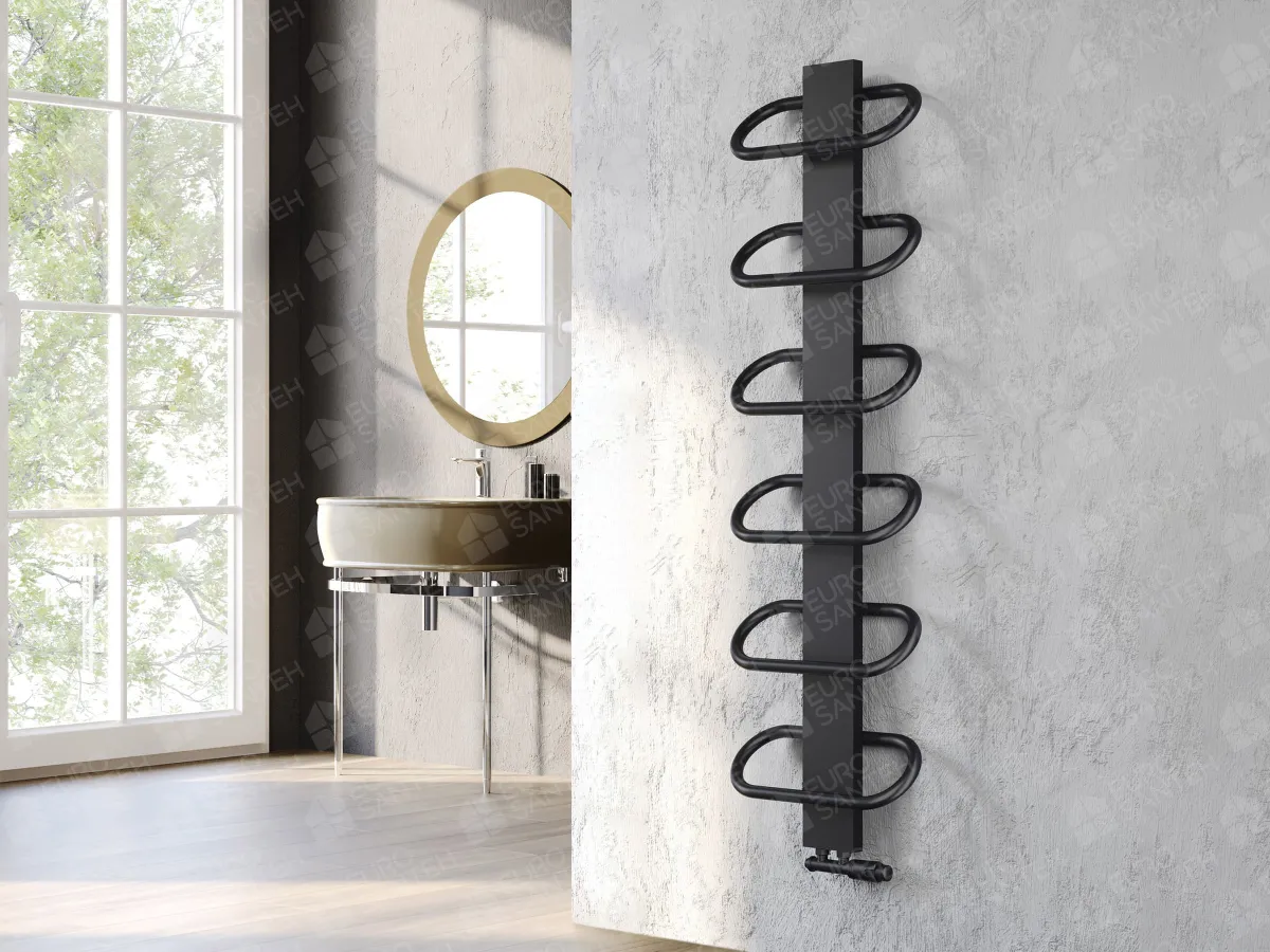 Designer towel warmer LOJIMAX, collection PEARL height 530 mm. width 400 mm. Matte black
