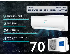 Conditioner HAIER FLEXIS Plus DC Inverter R32 Super Match AS71S2SF1FA-WH-1U71S2SR2FA (white matt) (Încălzire pana la - 20°C)