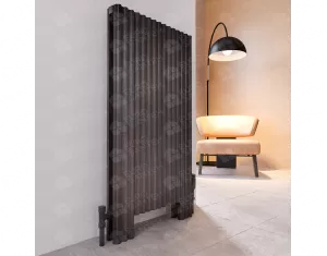 FLOOR STANDING ALUMINUM RADIATOR FIONA DOUBLE LUX height 2000 mm. width 899 mm. black mat