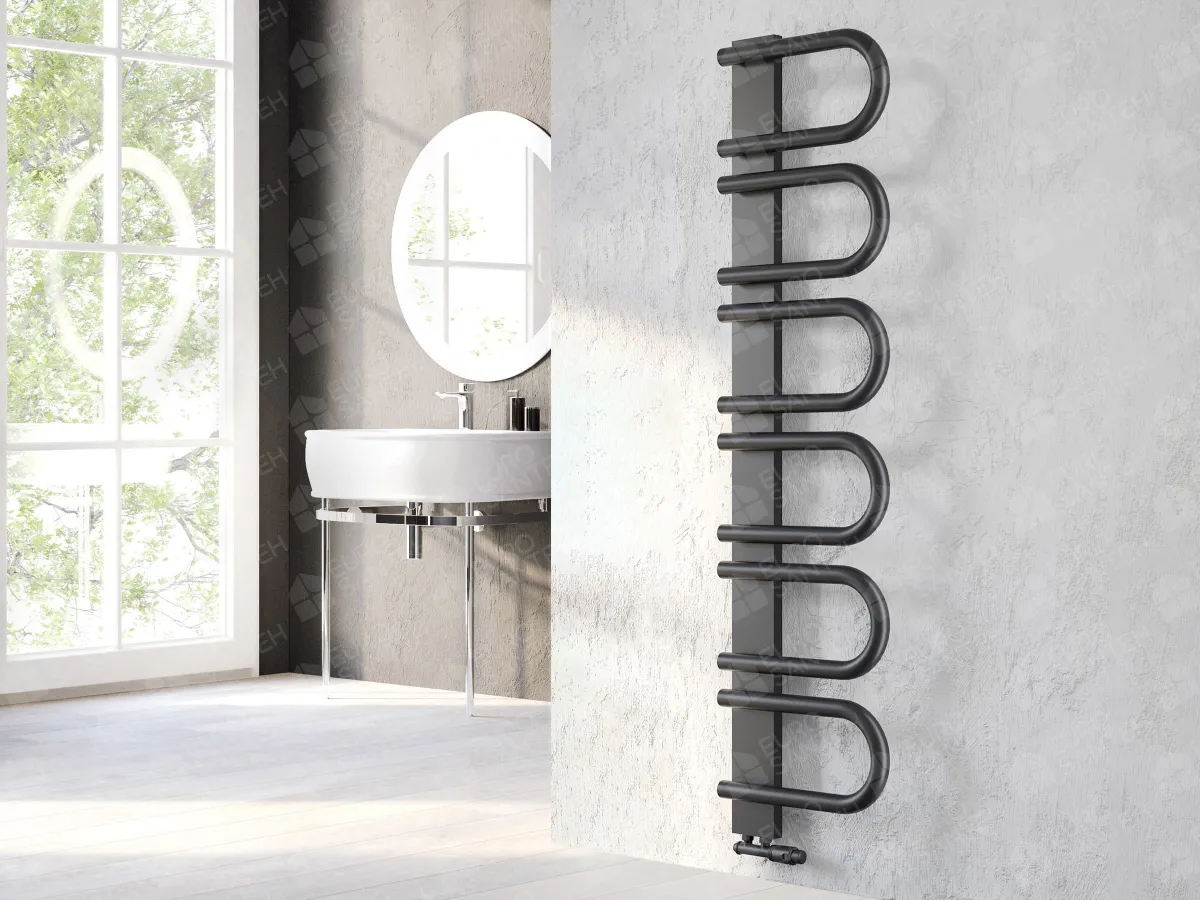 Designer towel warmer LOJIMAX, collection PANA height 345 mm. width 520 mm. Anthracite matte