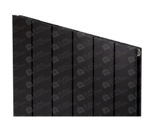 Designer radiator LOJIMAX, collection  KALSEDON DOUBLE height 400 mm. width 1705 mm. black mat