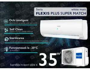 Conditioner HAIER FLEXIS Plus DC Inverter R32 Super Match AS35S2SF1FA-WH-1U35S2SM1FA (white matt) (Încălzire pana la - 20°C)