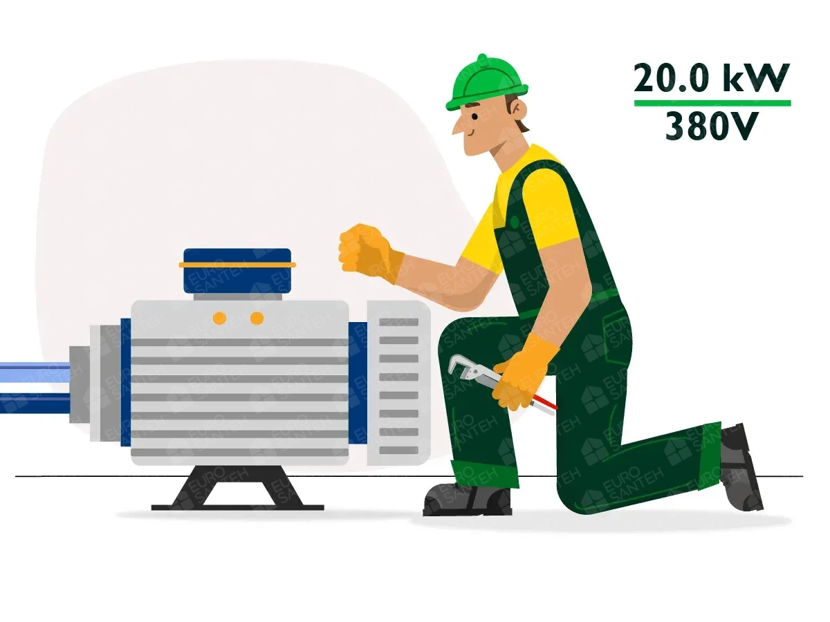 Installation of a centrifugal pump (surface) up to 20.0 kW, 380V