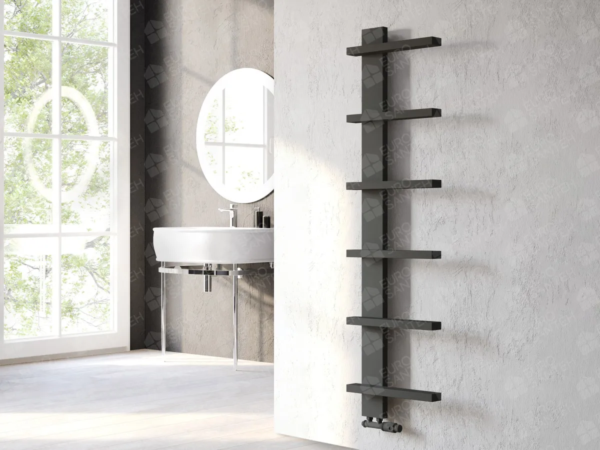 Designer towel warmer LOJIMAX, collection LION height 485 mm. width 300 mm. Anthracite matte
