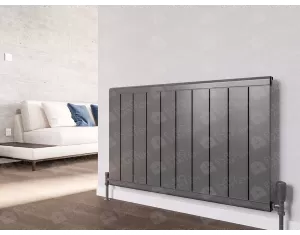 Designer radiator LOJIMAX, collection  KALSEDON LINE height 600 mm. width 1800 mm. black mat