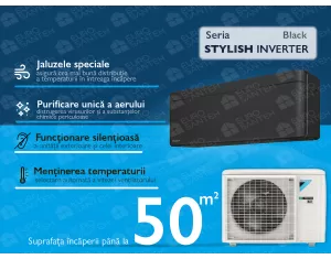Air conditioner DAIKIN Inverter STYLISH FTXA50BB+RXA50A черный матовый A++