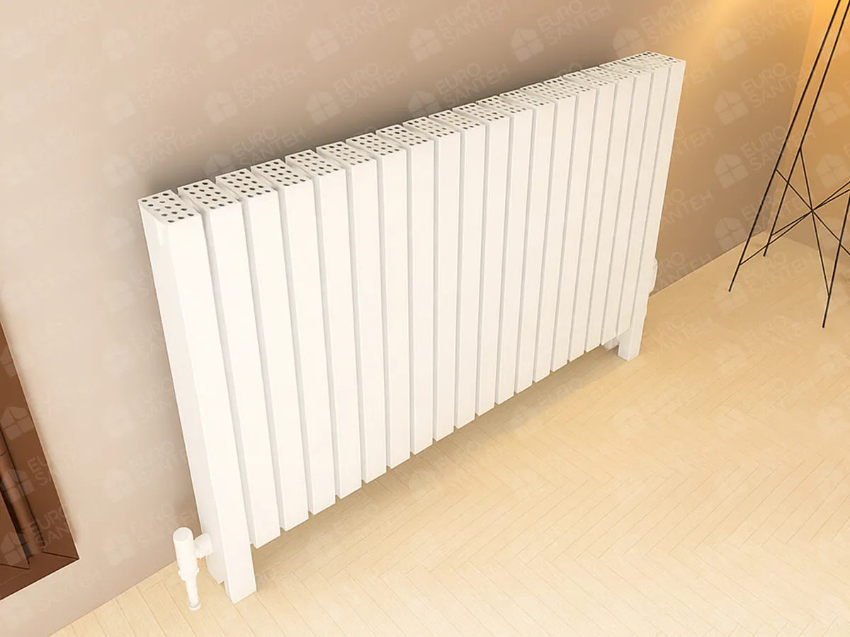 FLOOR STANDING ALUMINUM RADIATOR OPAL PLUS LUX высота 600 мм. ширина 1824 мм. белый мат