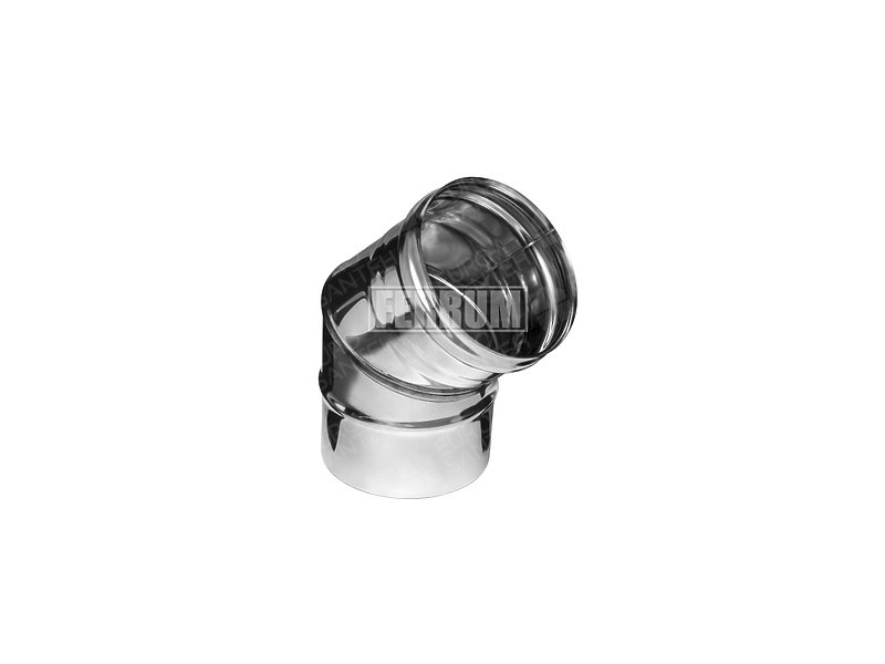 45 ° non-insulated elbow for FERRUM chimney d.180 mm (stainless steel 430 / 0.5 mm)