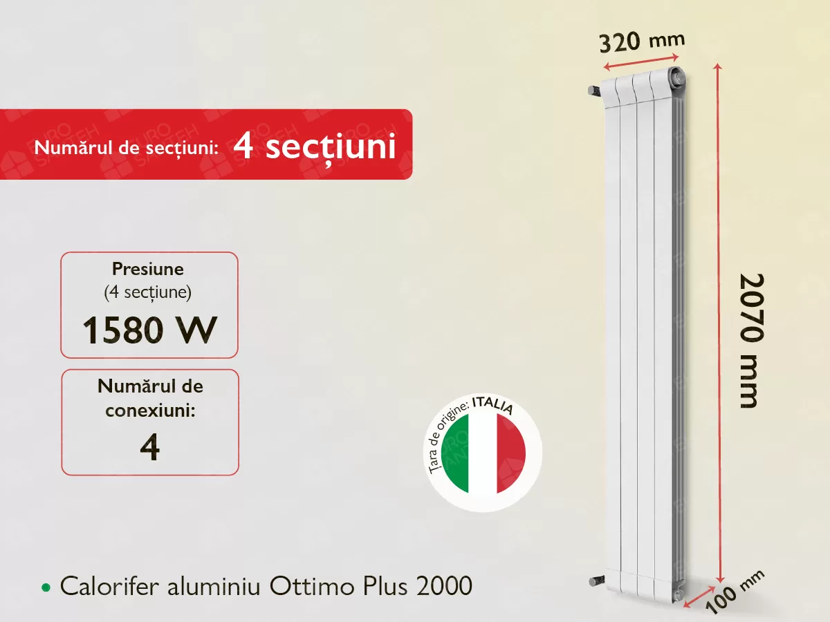 Aluminum radiator Ottimo Plus 2000 (4 elem.)