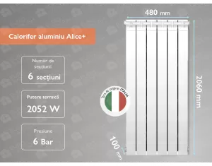 Aluminum radiator Alice+ 2000 (6 elem.)