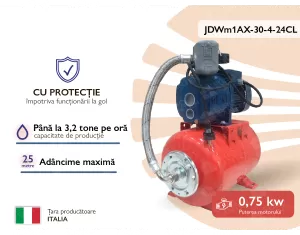Hydrophore Pedrollo JDWm1AX-30-4-24CL (pina la 25m, 0,75kW) with protection