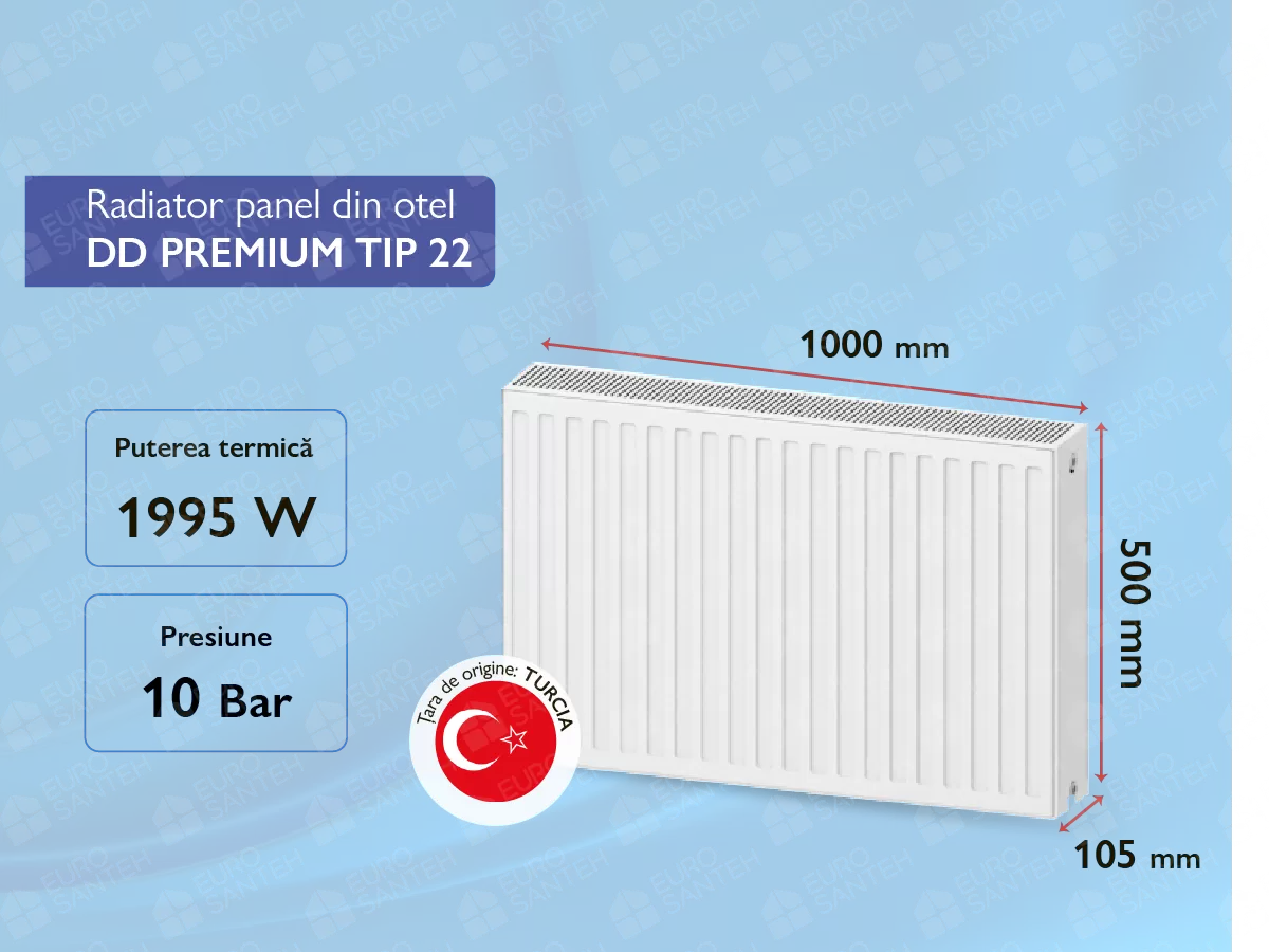 Radiator panel din otel DD PREMIUM TIP 22 500x1000 (VaillantGroup)