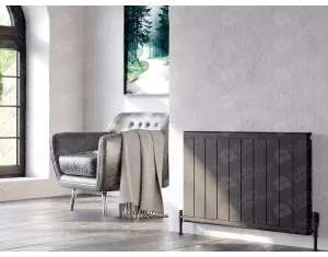 Designer radiator LOJIMAX, collection  KALSEDON DOUBLE LINE height 1000 mm. width 755 mm. black mat