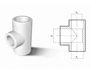 Polypropylene tee (PPR) reduced d.32x d.25x d.32