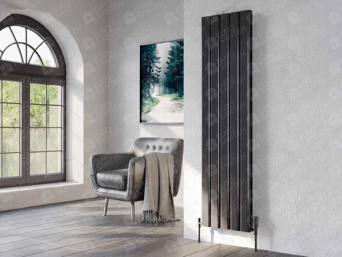 Designer radiator LOJIMAX, collection  DIAMOND DOUBLE height 300 mm. width 296 mm. black mat