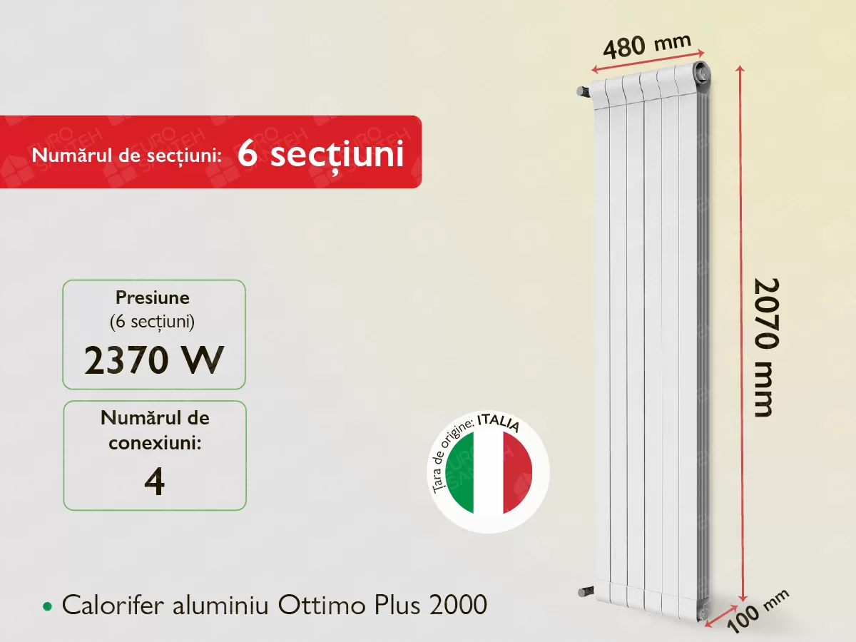 Aluminum radiator Ottimo Plus 2000 (6 elem.)