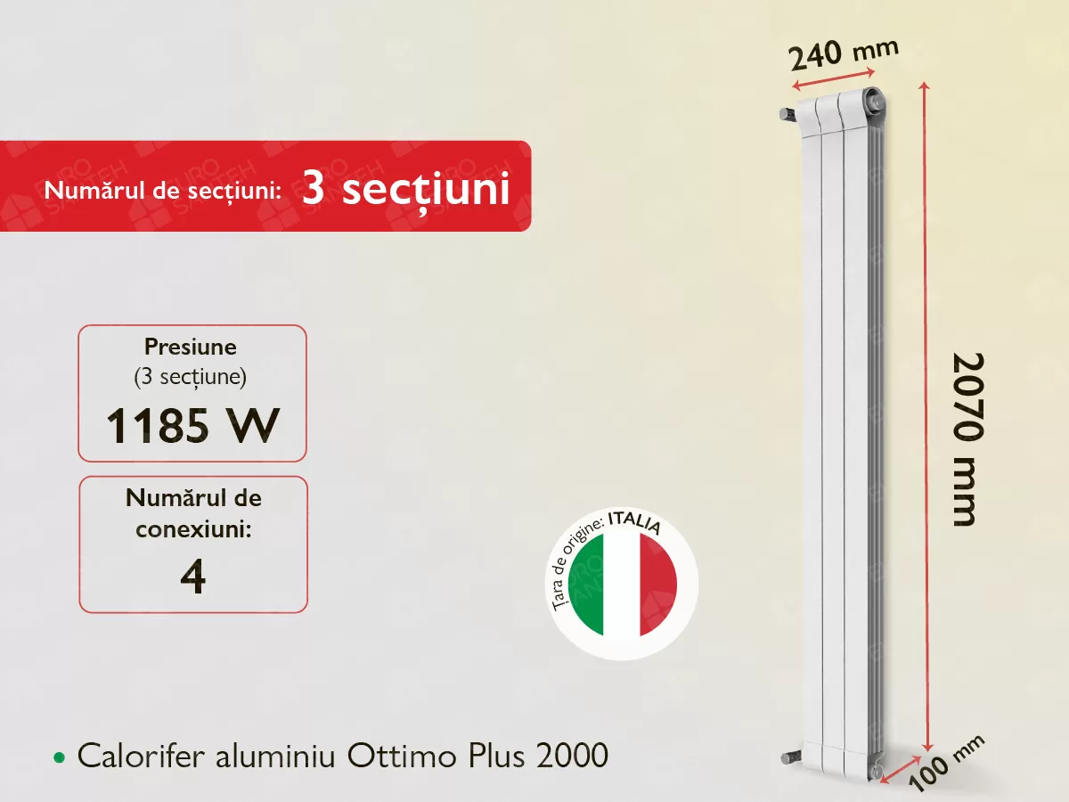 Aluminum radiator Ottimo Plus 2000 (3 elem.)