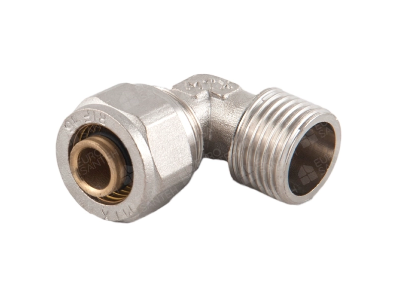 Угол для металлопласта с переходом на наружную резьбу d16 мм х 3/4