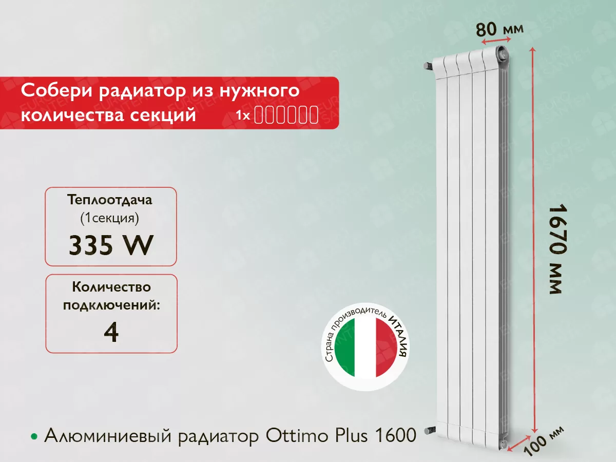 Алюминиевый радиатор Ottimo Plus 1600