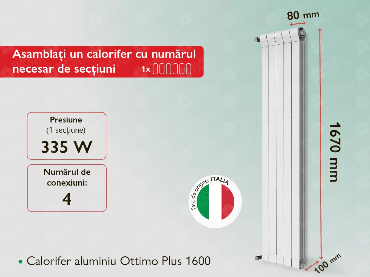 Aluminum radiator Ottimo Plus 1600