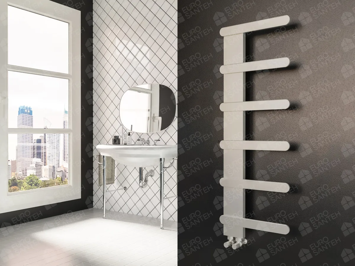 Designer towel warmer LOJIMAX, collection NUMMO STYLE height 340 mm. width 450 mm. Lemon gloss