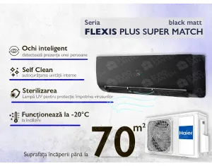 Conditioner HAIER FLEXIS Plus DC Inverter R32 Super Match AS71S2SF1FA-BH-1U71S2SR2FA (black matt) (Încălzire pana la - 20°C)