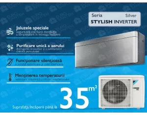 Conditioner DAIKIN Inverter STYLISH FTXA35BS+RXA35A argintiu A++