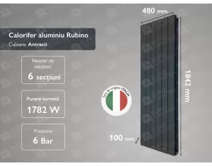 Aluminum radiator Rubino Antracit 1800 (6 elem.)