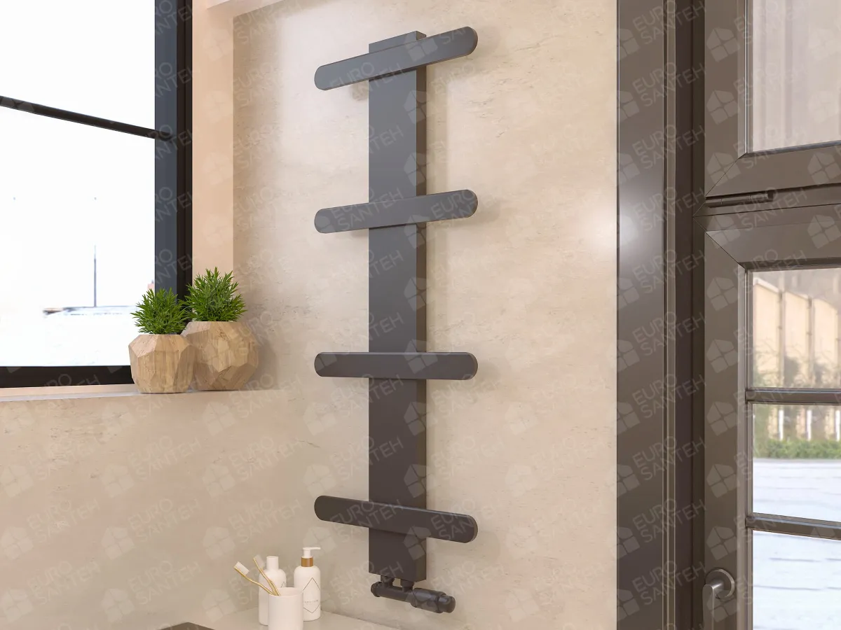 Designer towel warmer LOJIMAX, collection BALLOSS STYLE height 340 mm. width 400 mm. Anthracite matte
