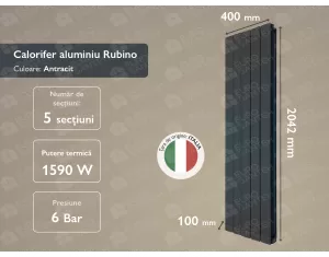 Aluminum radiator Rubino Antracit 2000 (5 elem.)