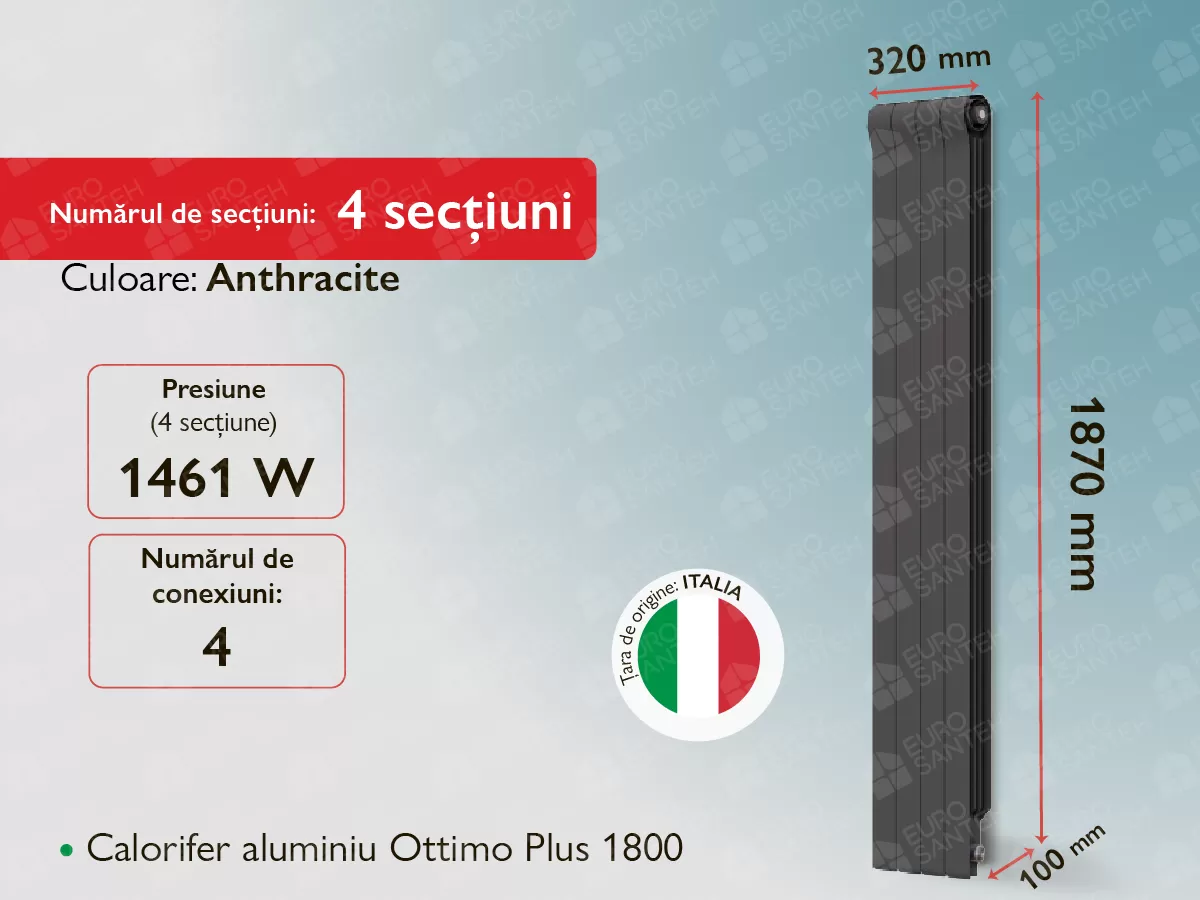 Aluminum radiator Ottimo Plus 1800 Anthracite (4 elem.)