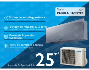 Conditioner DAIKIN Inverter R32 EMURA FTXJ25AS+RXJ25A R32 A+++  gri