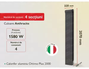 Aluminum radiator Ottimo Plus 2000 Anthracite (4 elem.)