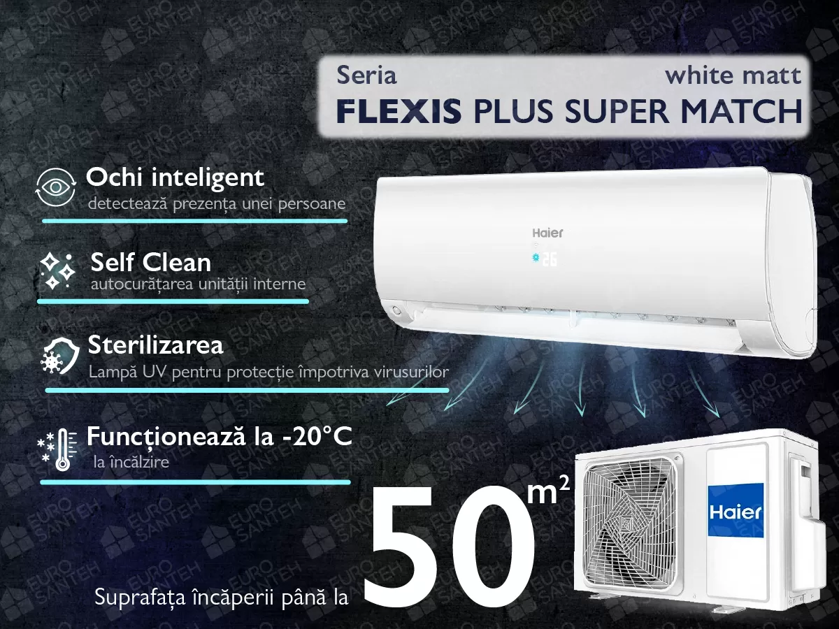 Air conditioner HAIER FLEXIS Plus DC Inverter Super Match AS50S2SF1FA-WH-1U50S2SJ2FA (white matt)