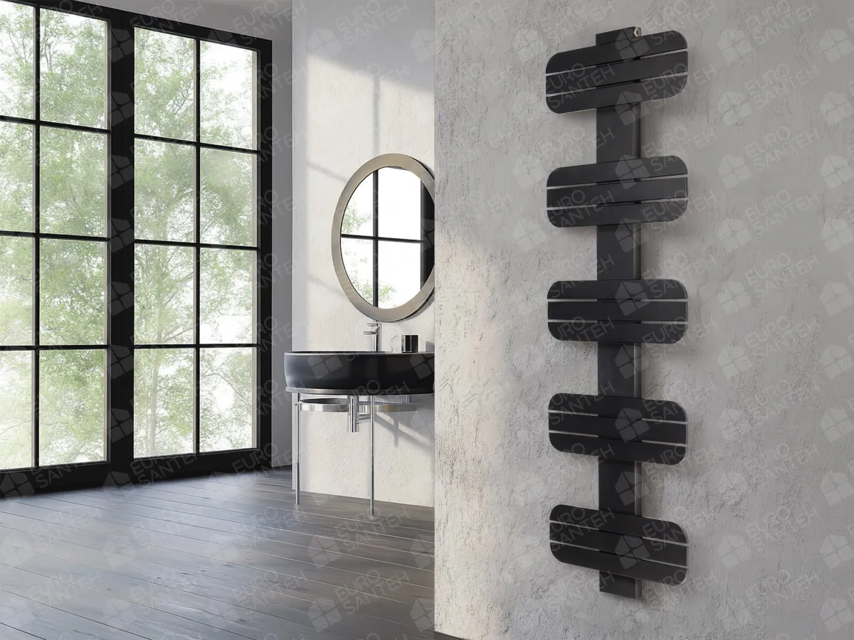 Designer towel warmer LOJIMAX, collection DOSIA height 250 mm. width 400 mm. Matte black