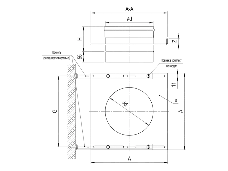 Placa de baza FERRUM d.115 mm (inox 430/0,8 mm)