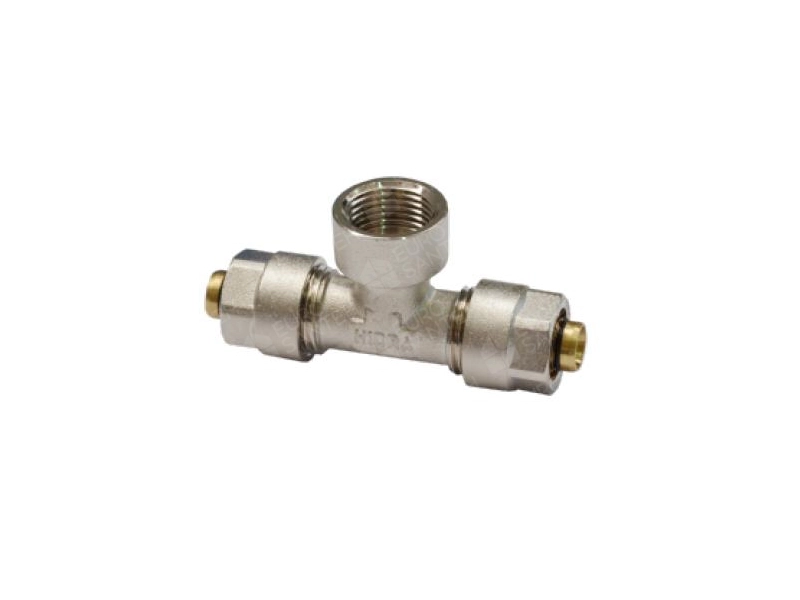 Тройник для металлопласта с переходом на внутреннюю резьбу d32 мм х 1 1/4