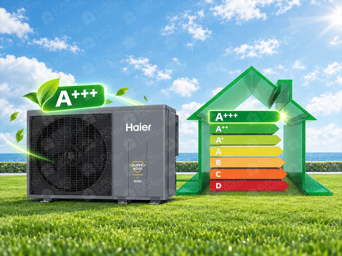 Энергоэффективность теплового насоса Haier SUPER AQUA Hydro Split GT R290 AW122HVGHA + HU162WAHYB