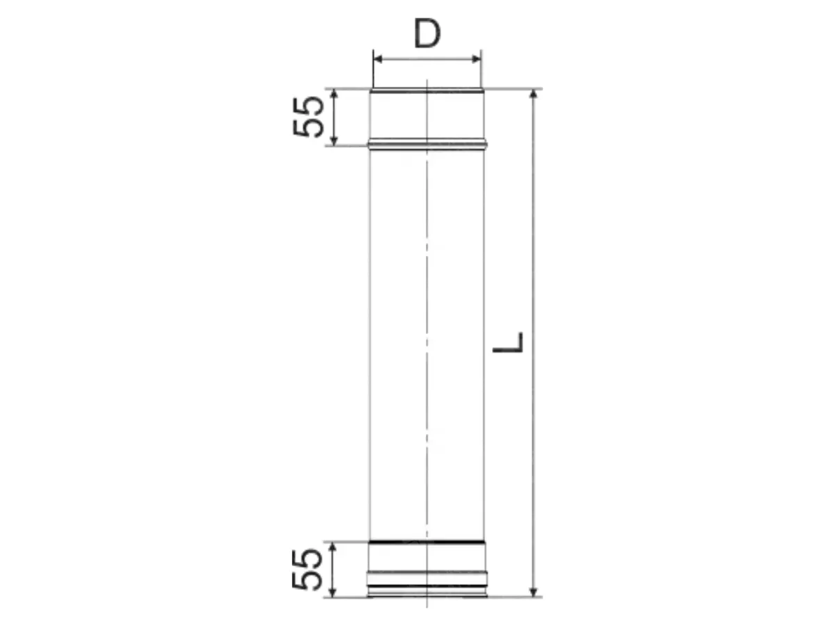 Труба дымоходная CORAX Ø 140 мм, L-250 мм (inox 304) 