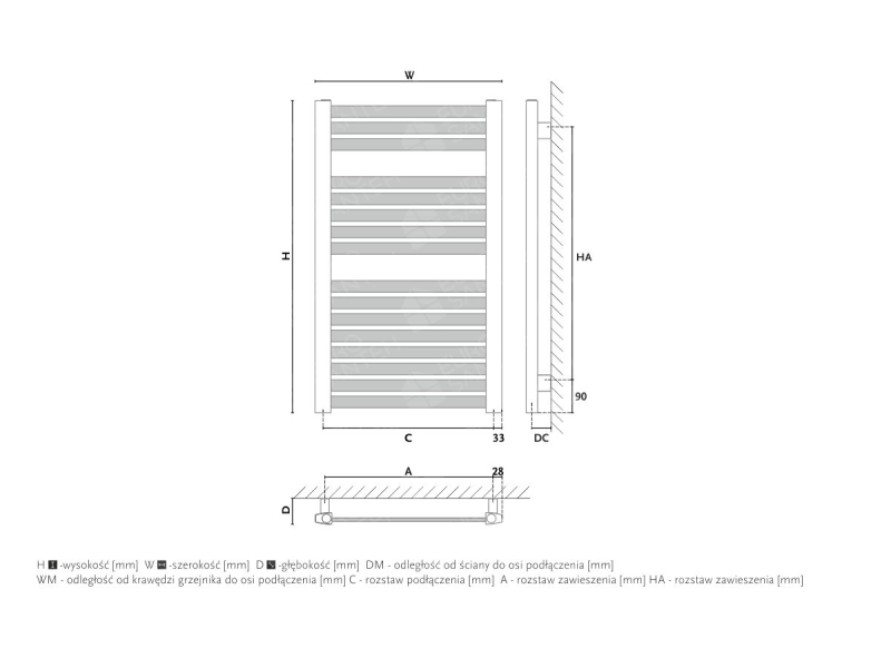 Towel dryer/bathroom radiator design GORGIEL NADIR DR AD-DR 120/65