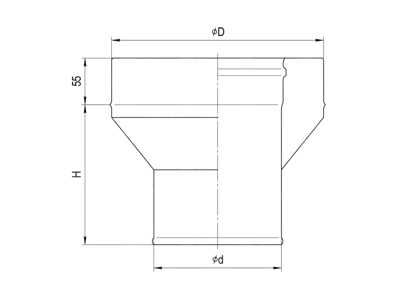 Trecere cos de fum de la izolat la ne izolat FERRUM d.180-280 mm (inox 430/0,5 mm)