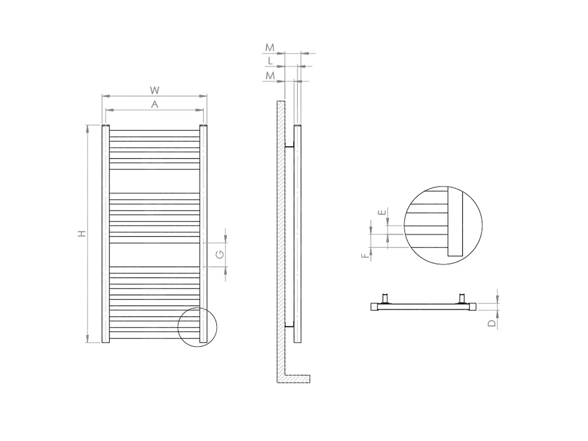 Dimensiunile uscătorului de prosoape decorativ LOJIMAX LIA