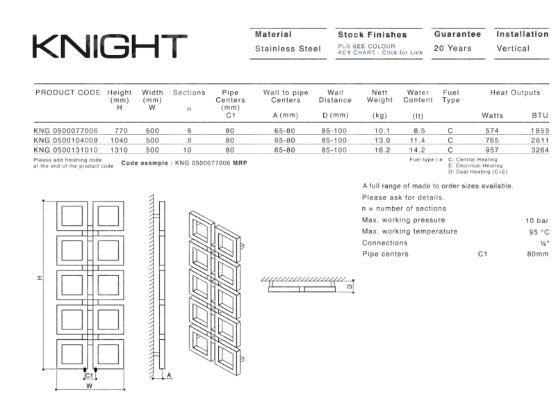 Дизайнерский полотенцесушитель из нержавейки Carisa KNIGHT