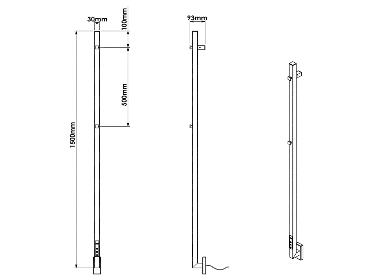 Uscător de prosoape de design CARISA, colecția MAXIM, 1500x30 mm, Crom