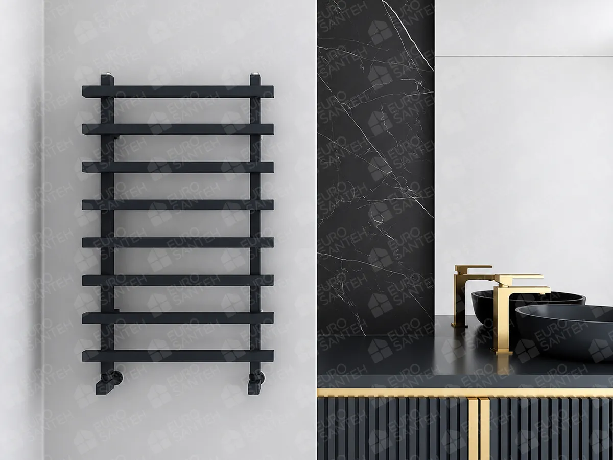 Uscător de prosoape de design CARISA, colecția BARON L, 800x500 mm, NEGRU