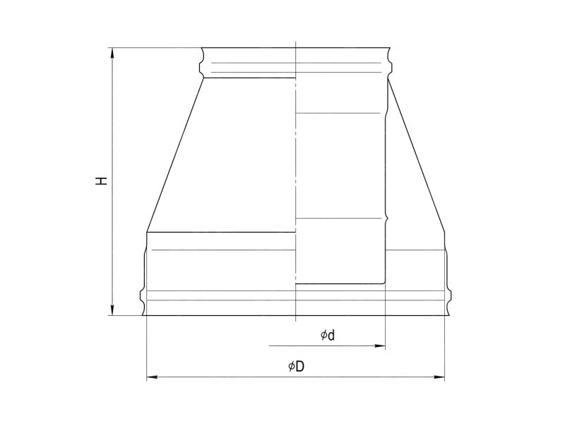 Terminal conic FERRUM d.130-200 mm (inox 430/0,5 mm)