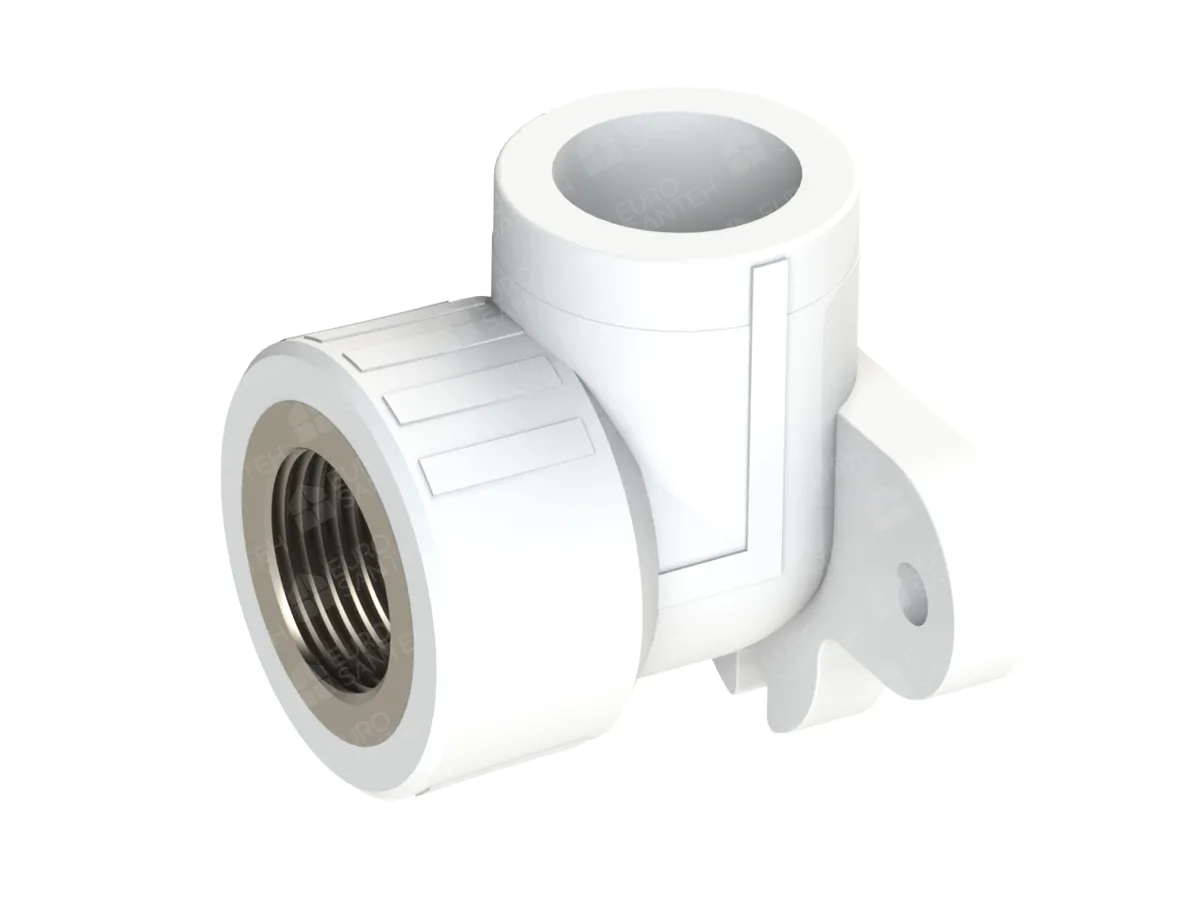 Cot din polipropilena (PPR) cu suport F d.20x1/2 , vedere laterală 2