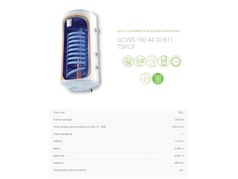 Boiler electric+autonom TESY GCV9S 150 44 B11TSRCP