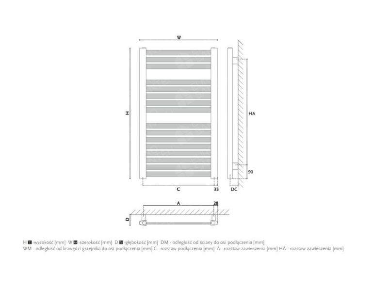 Towel dryer/bathroom radiator design GORGIEL NADIR DR AD-DR 140/55